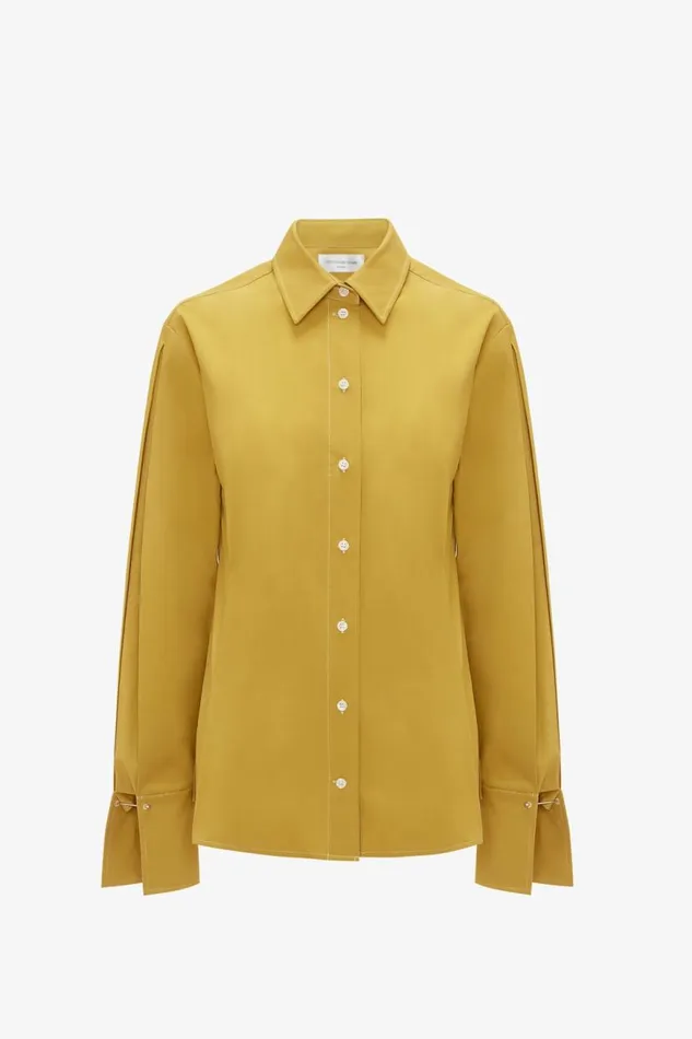 Women Shirts and Tops Victoria Beckham Pleat Detail Shirt In Yellow Ochre