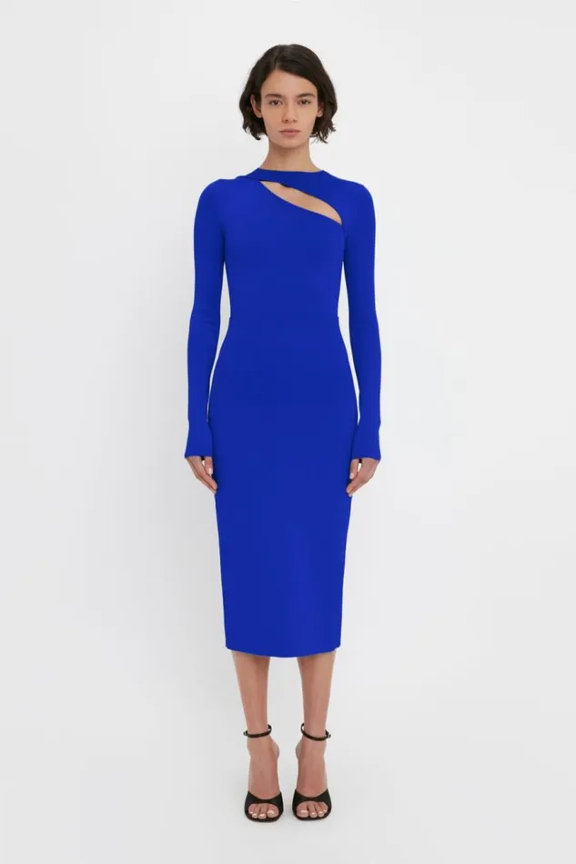 Women Shirts and Tops Victoria Beckham VB Body Front Slash Crew Neck Top In Cobalt