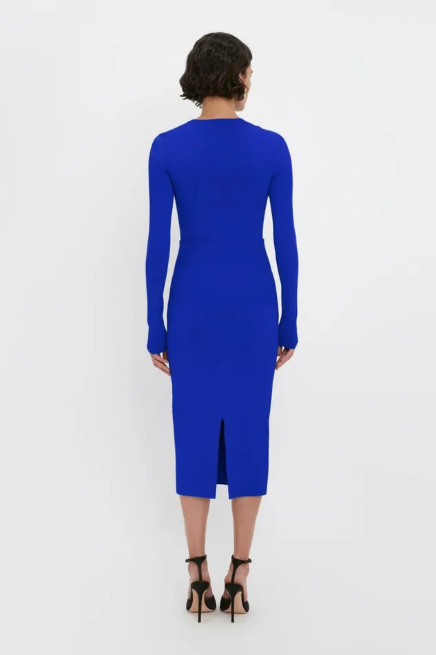 Women Shirts and Tops Victoria Beckham VB Body Front Slash Crew Neck Top In Cobalt