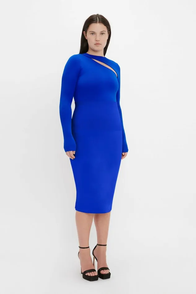 Women Shirts and Tops Victoria Beckham VB Body Front Slash Crew Neck Top In Cobalt