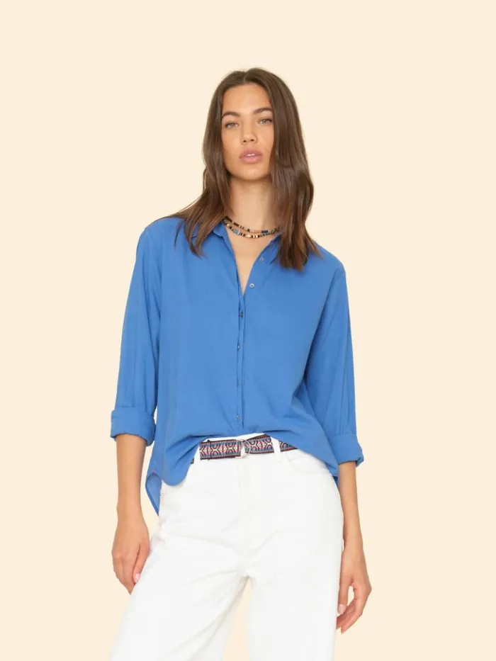 Women Shirts Xirena Deja Vu Blue Quinn Shirt