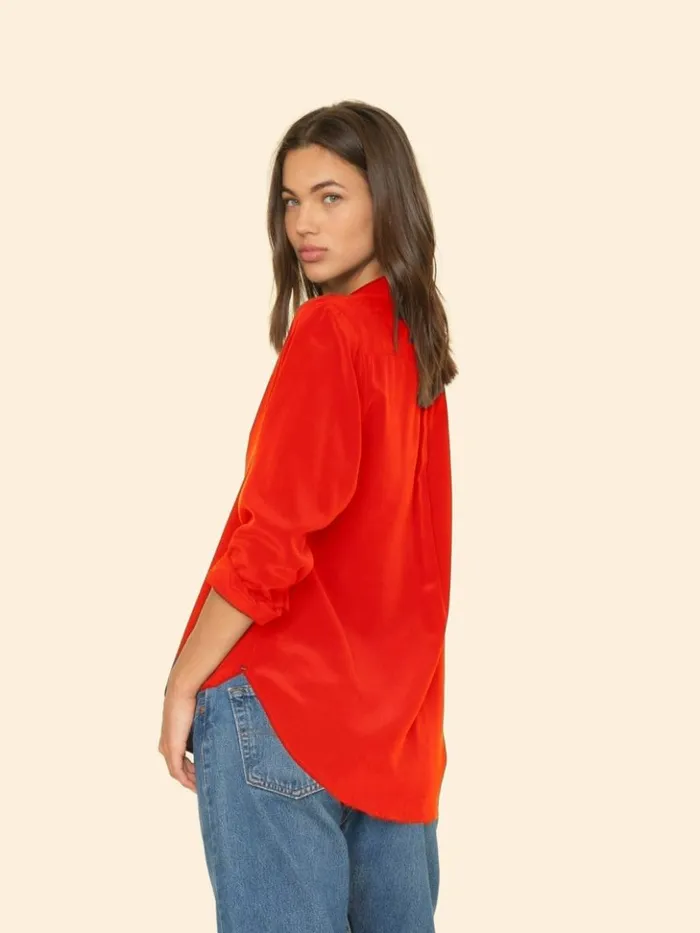 Women Shirts Xirena Flame Scarlet Beau Silk Shirt