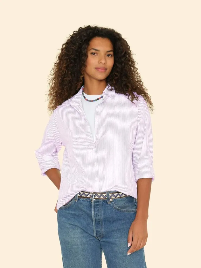 Women Shirts Xirena Violet White Beau Shirt