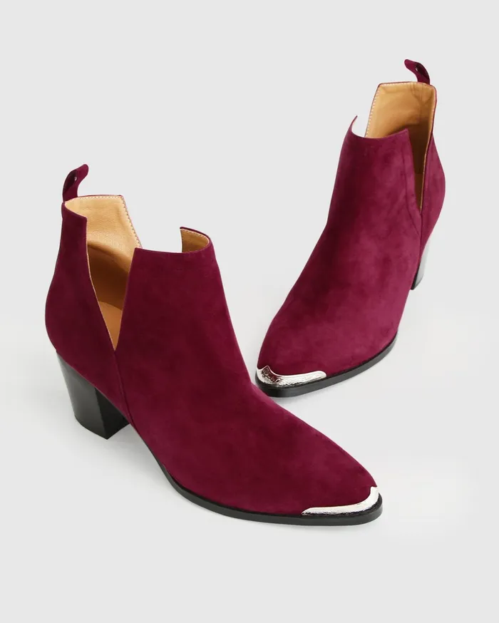 Women Shoes Belle and Bloom Austin Suede Ankle Boot 8211 Merlot