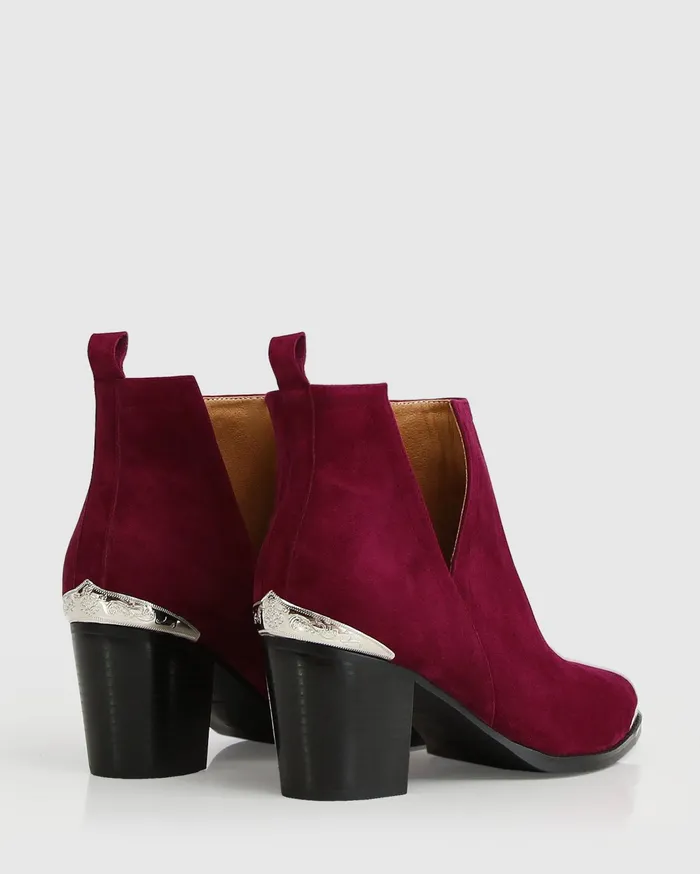 Women Shoes Belle and Bloom Austin Suede Ankle Boot 8211 Merlot