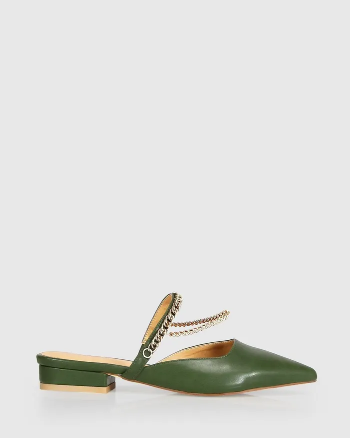 Women Shoes Belle and Bloom On The Go Leather Flat 8211 Khaki