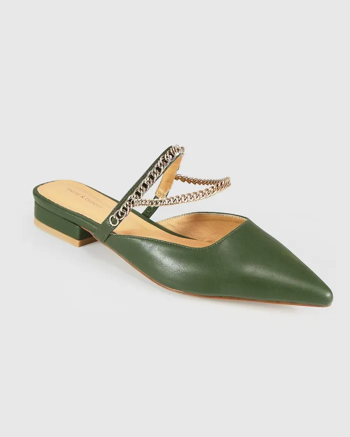 Women Shoes Belle and Bloom On The Go Leather Flat 8211 Khaki