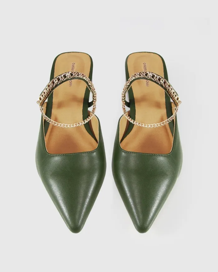 Women Shoes Belle and Bloom On The Go Leather Flat 8211 Khaki
