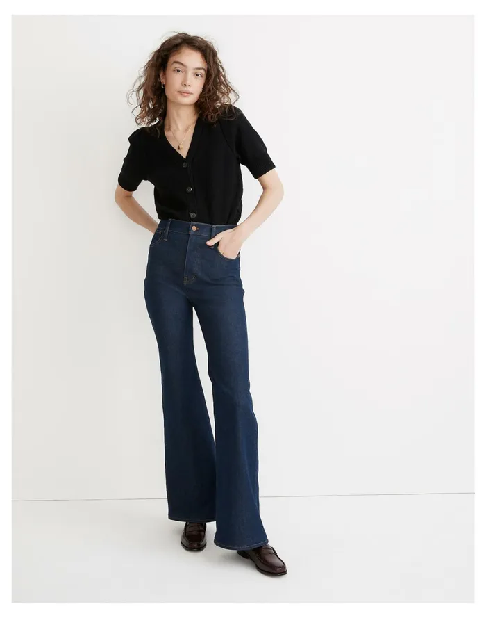 Women Short Sleeve Cardigan Sweater True Black Madewell Sweaters
