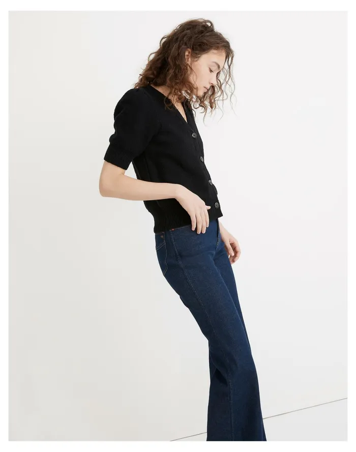 Women Short Sleeve Cardigan Sweater True Black Madewell Sweaters Women Short Sleeve Cardigan Sweater True Black Madewell Sweaters