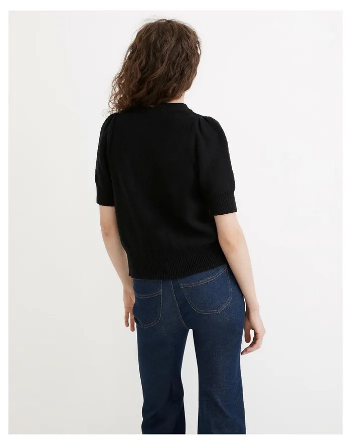 Women Short Sleeve Cardigan Sweater True Black Madewell Sweaters Women Short Sleeve Cardigan Sweater True Black Madewell Sweaters
