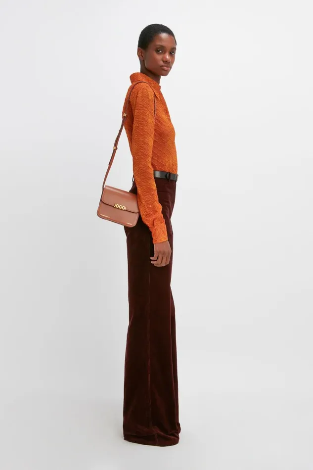 Women Shoulder Bags Victoria Beckham Mini Chain Shoulder Bag In Tan Leather