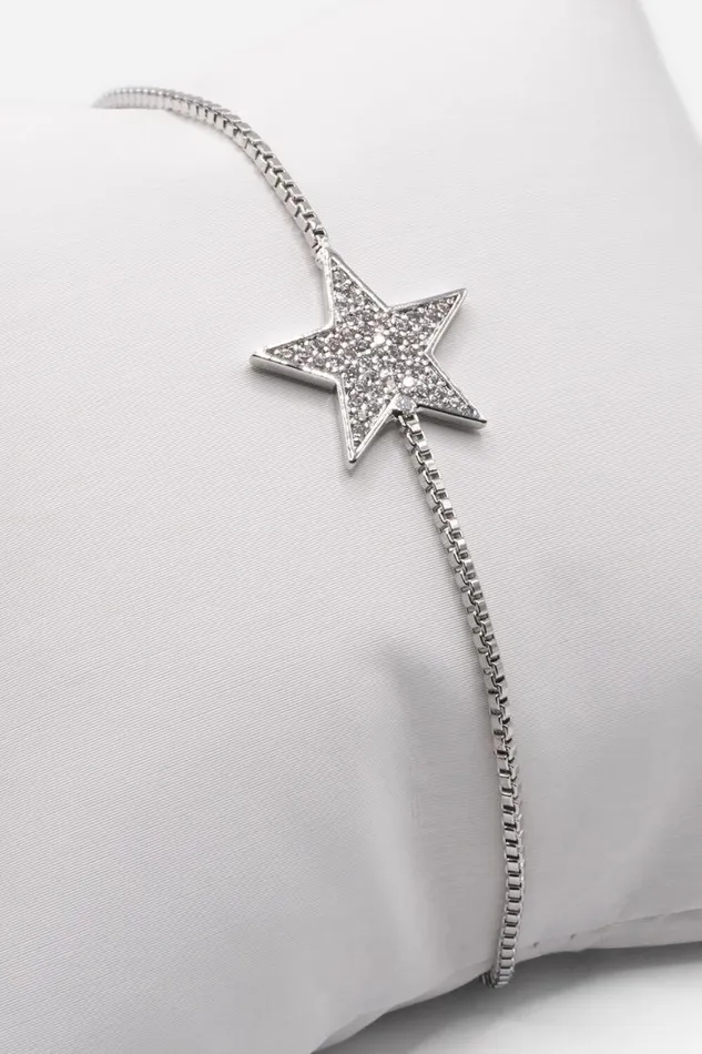 Women Silver Adjustable Star Friendship Bracelet Roman Jewellery