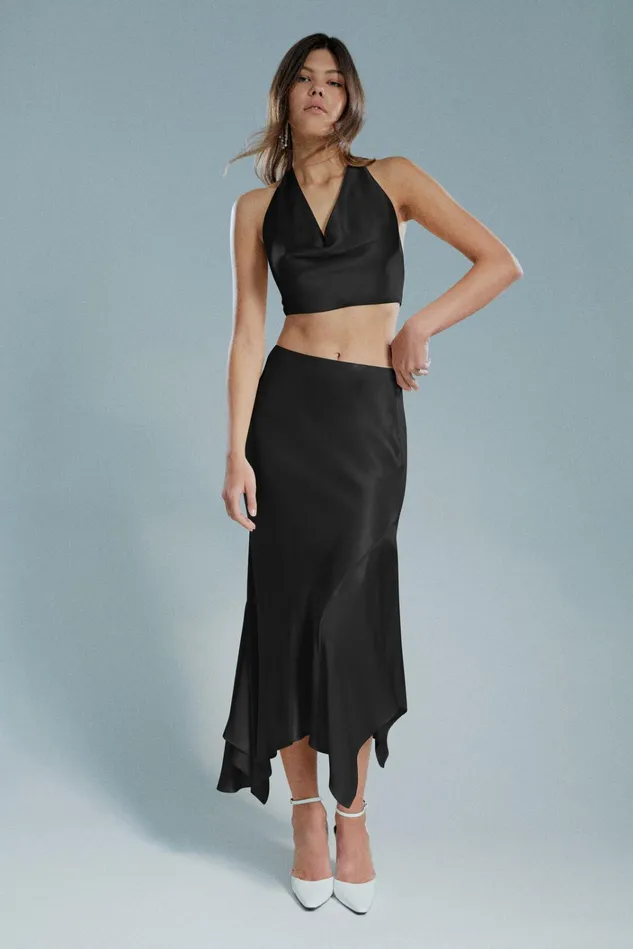 Women Skirts Bardot Anine Satin Skirt In Black Black Women Skirts Bardot Anine Satin Skirt In Black Black