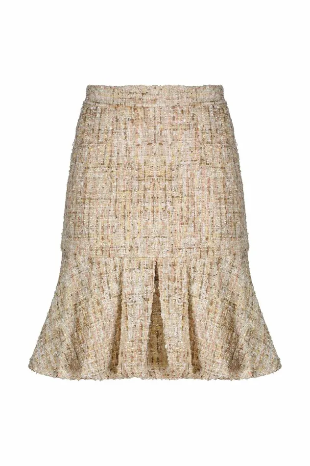 Women Skirts Mac Duggal High Waist Box Pleat Boucle Mini Skirt Blush