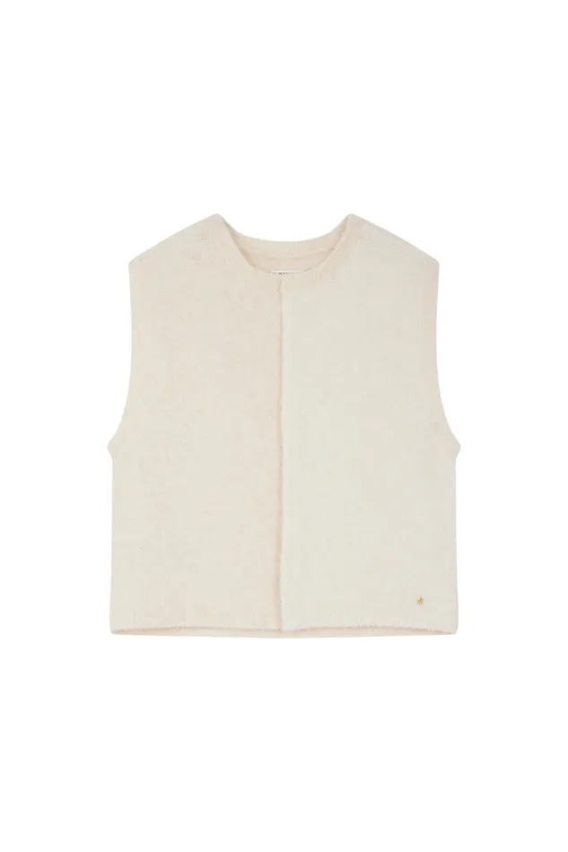 Women Sleeveless Cardigan Achille Ecru Gilet Alpaga cru Des Petits Hauts Jumpers and Cardigans