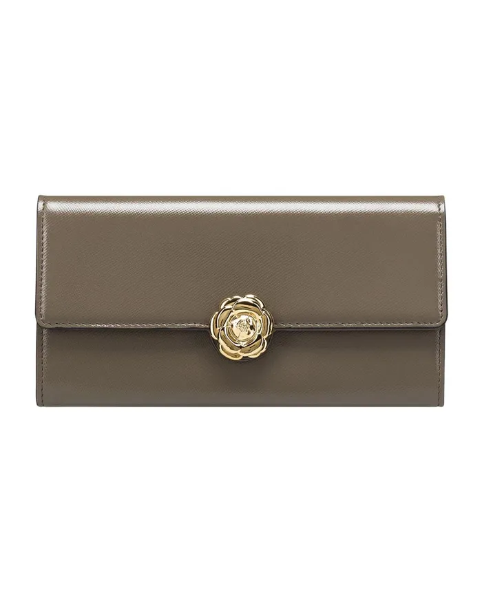 Women Small Leather Goods Oscar De La Renta Taupe Continental Wallet Taupe
