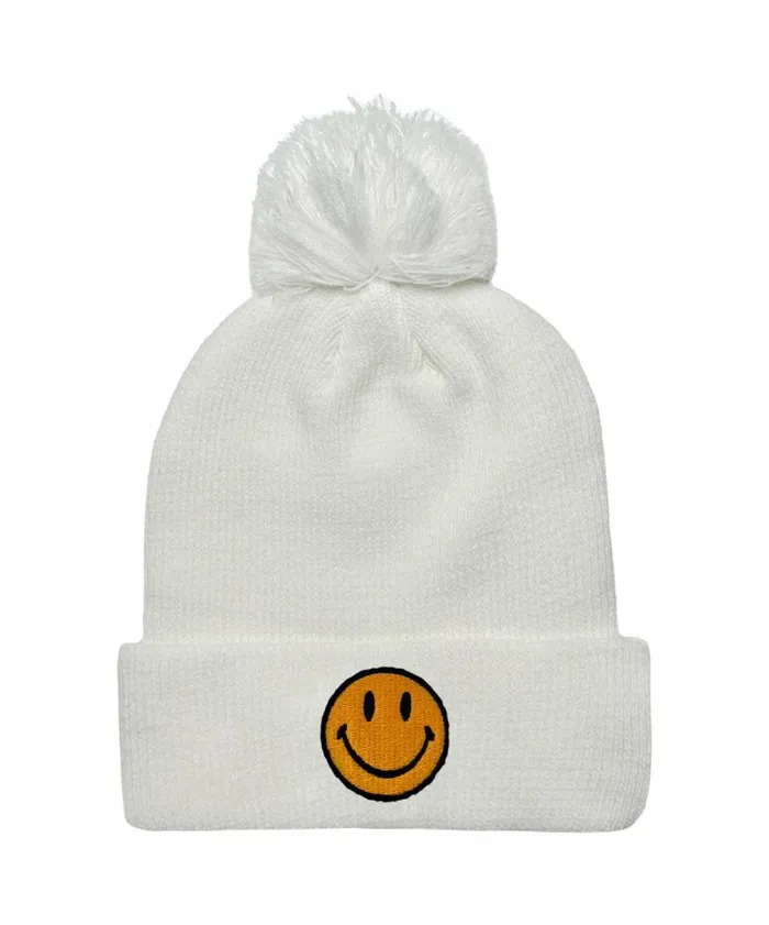 Women SMILEY POM POM RIB BEANIE Aviator Nation Beanies Women SMILEY POM POM RIB BEANIE Aviator Nation Beanies