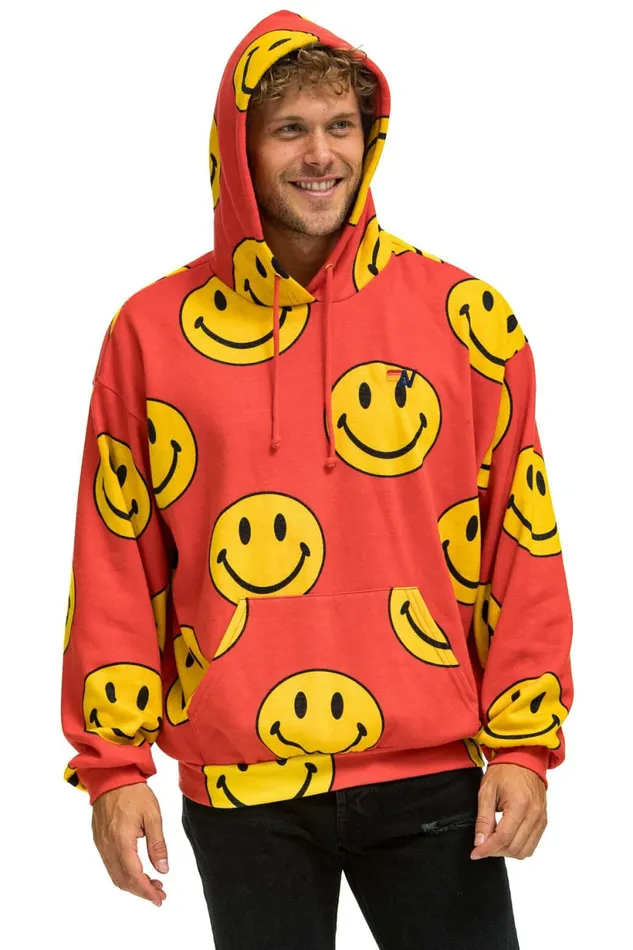 Women SMILEY REPEAT RELAXED PULLOVER HOODIE 8211 RED Aviator Nation Hoodies Women SMILEY REPEAT RELAXED PULLOVER HOODIE 8211 RED Aviator Nation Hoodies