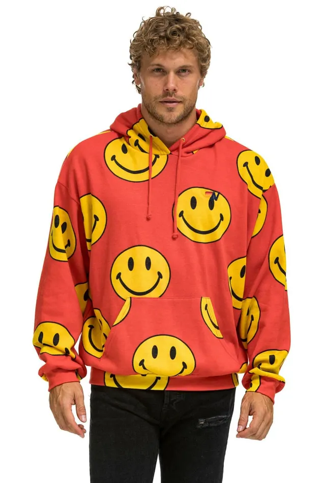 Women SMILEY REPEAT RELAXED PULLOVER HOODIE 8211 RED Aviator Nation Hoodies Women SMILEY REPEAT RELAXED PULLOVER HOODIE 8211 RED Aviator Nation Hoodies