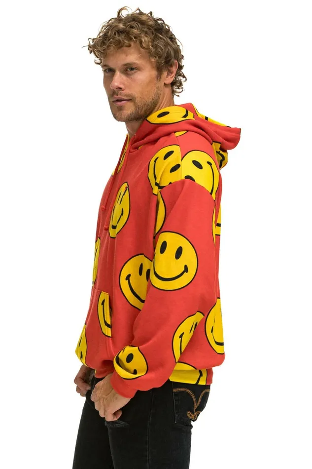 Women SMILEY REPEAT RELAXED PULLOVER HOODIE 8211 RED Aviator Nation Hoodies Women SMILEY REPEAT RELAXED PULLOVER HOODIE 8211 RED Aviator Nation Hoodies