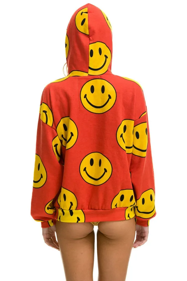 Women SMILEY REPEAT RELAXED PULLOVER HOODIE 8211 RED Aviator Nation Hoodies Women SMILEY REPEAT RELAXED PULLOVER HOODIE 8211 RED Aviator Nation Hoodies