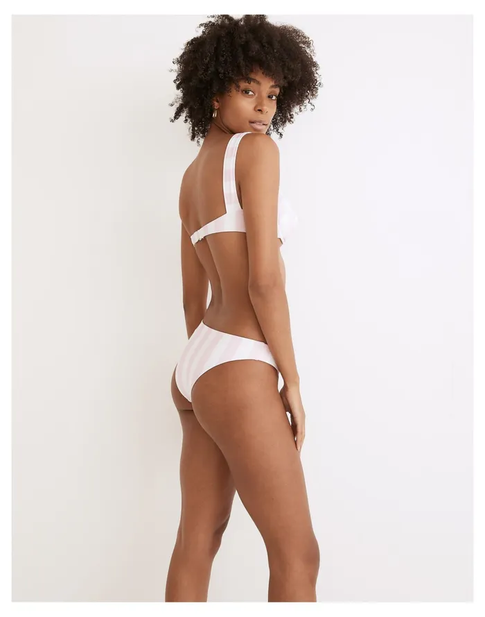 Women Solid and Striped Elle Low Rise Bikini Bottom In Cotton Candy Stripe Cotton Candy Madewell Swim Women Solid and Striped Elle Low Rise Bikini Bottom In Cotton Candy Stripe Cotton Candy Madewell Swim