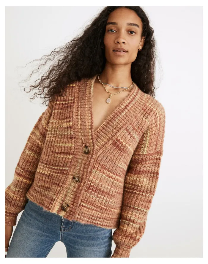Women Space Dyed Waller Crop Cardigan Sweater Spacedye Harvest Madewell Sweaters