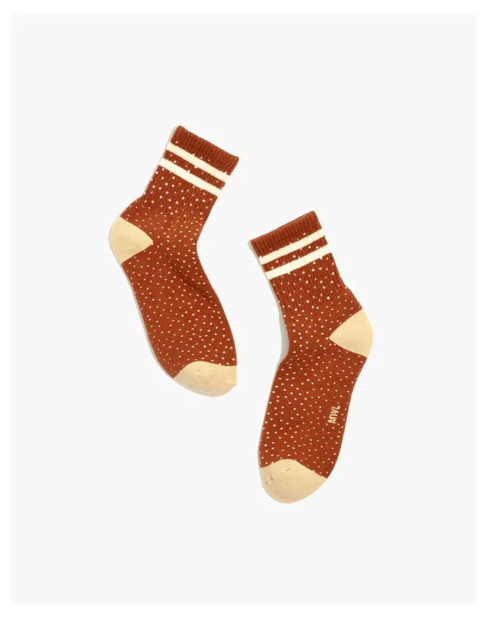 Women Spotted Varsity Stripe Ankle Socks Warm Nutmeg Madewell Socks