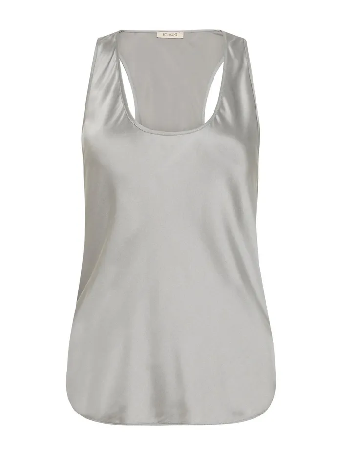 Women St Agni 8211 Racer Back Bias Tank In Grey Silver The UNDONE Tops