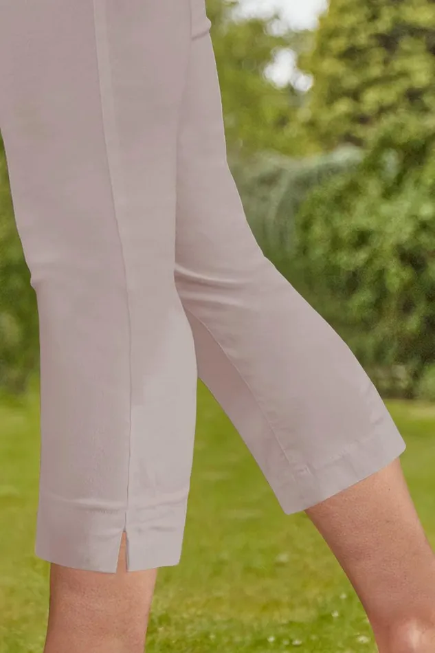 Women Stone Elastic Waist Stretch Cropped Trousers Roman Coords