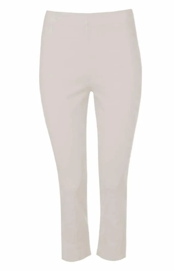 Women Stone Elastic Waist Stretch Cropped Trousers Roman Coords