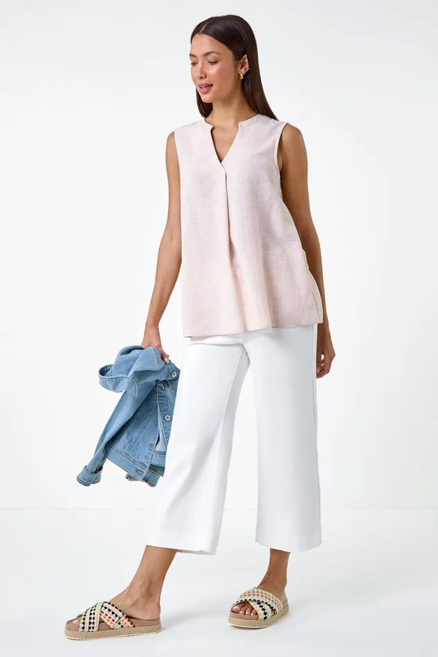 Women Stone Plain Sleeveless Vest Top Roman Tops