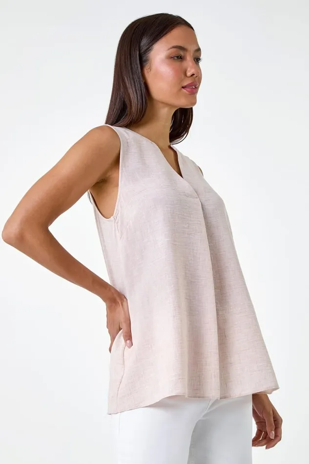 Women Stone Plain Sleeveless Vest Top Roman Tops