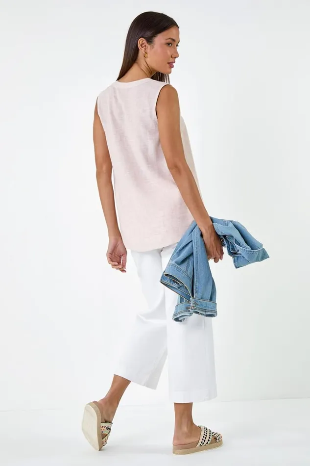 Women Stone Plain Sleeveless Vest Top Roman Tops