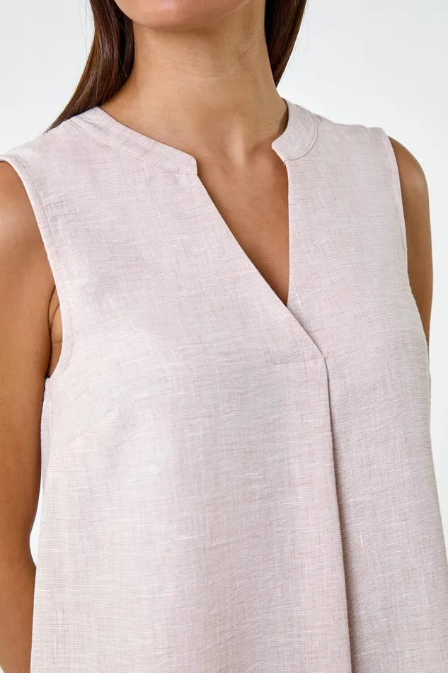 Women Stone Plain Sleeveless Vest Top Roman Tops