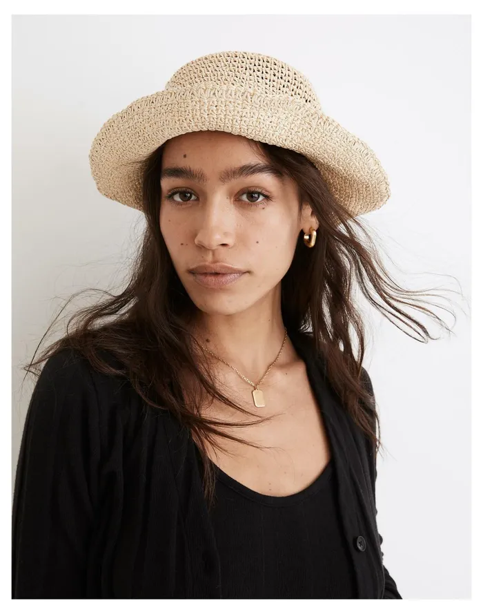 Women Straw Bucket Hat Natural Multi Madewell Hats Women Straw Bucket Hat Natural Multi Madewell Hats