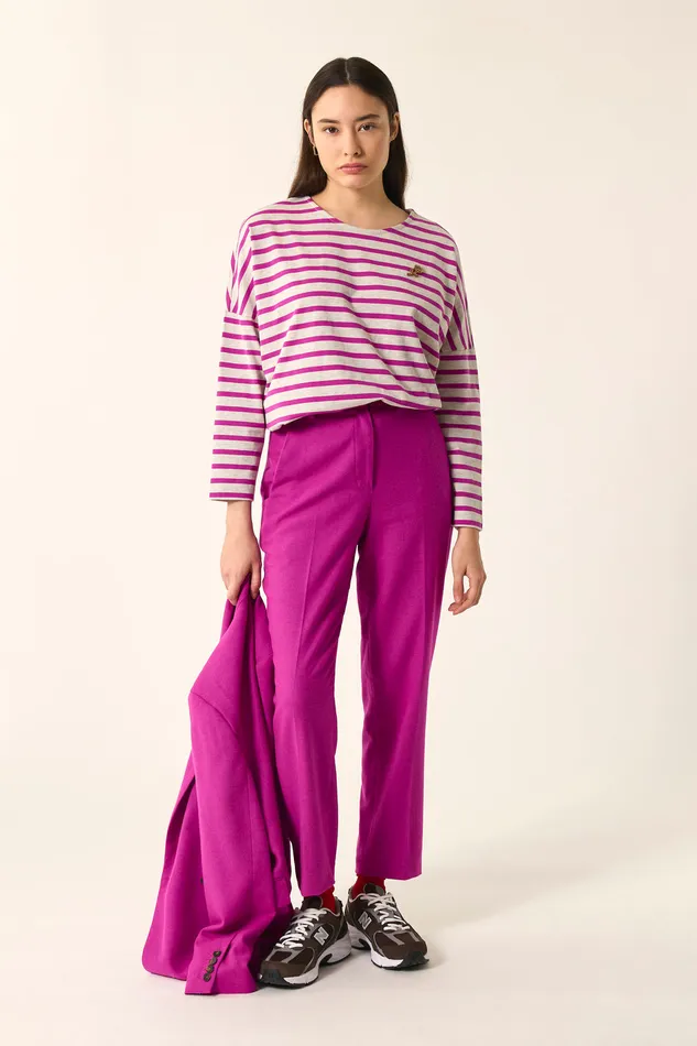 Women Striped Jumper Filly BeigeLupin Marinire Coton Beige Et Fuchsia Des Petits Hauts TShirts and Sweatshirts Women Striped Jumper Filly BeigeLupin Marinire Coton Beige Et Fuchsia Des Petits Hauts TShirts and Sweatshirts