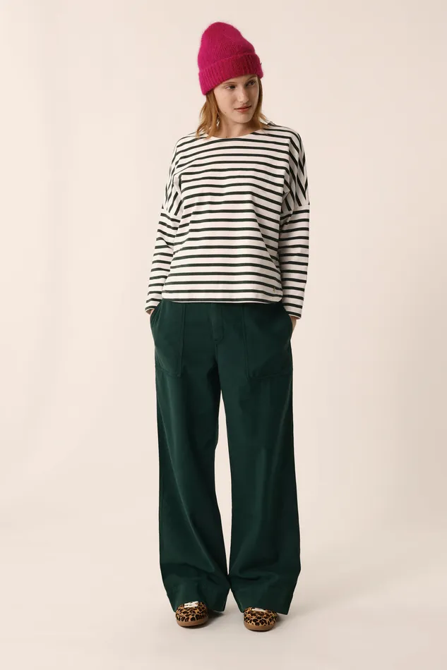 Women Striped Jumper Filly EcruEpicea Marinire Coton cru Et Vert Des Petits Hauts TShirts and Sweatshirts Women Striped Jumper Filly EcruEpicea Marinire Coton cru Et Vert Des Petits Hauts TShirts and Sweatshirts