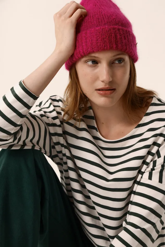 Women Striped Jumper Filly EcruEpicea Marinire Coton cru Et Vert Des Petits Hauts TShirts and Sweatshirts