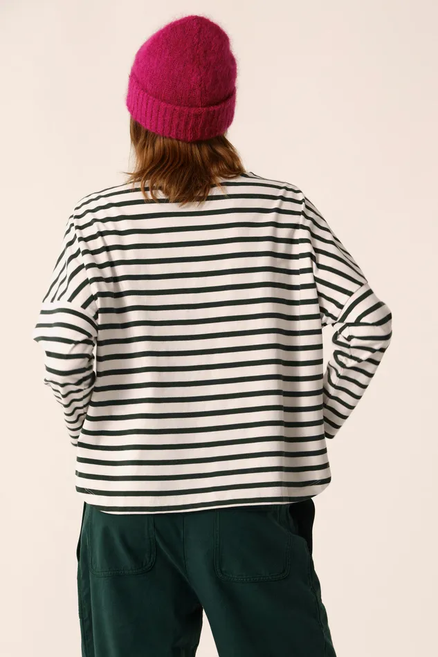 Women Striped Jumper Filly EcruEpicea Marinire Coton cru Et Vert Des Petits Hauts TShirts and Sweatshirts