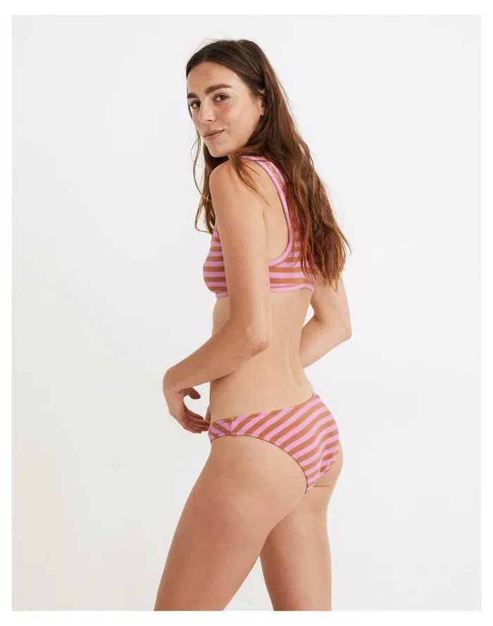 Women Striped Terry Curved Waist Bikini Bottom Lavender Umbrella Stripe Madewell Swim Women Striped Terry Curved Waist Bikini Bottom Lavender Umbrella Stripe Madewell Swim