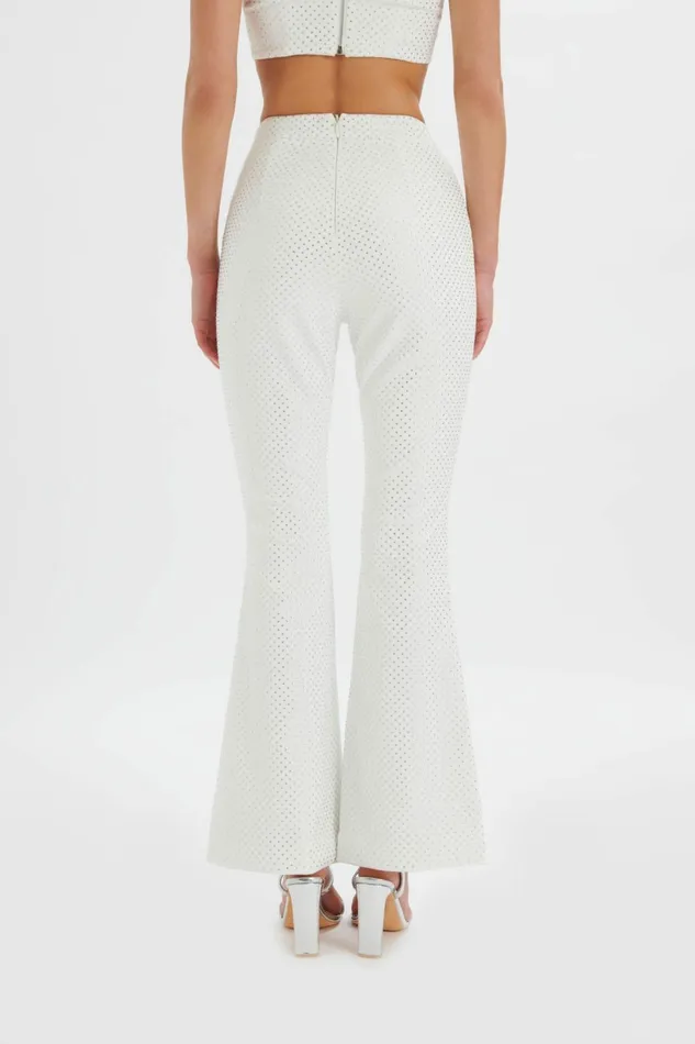 Women Suiting Lavish Alice ELLISA Crystal Embellished Fit And Flare Trouser In White White Women Suiting Lavish Alice ELLISA Crystal Embellished Fit And Flare Trouser In White White