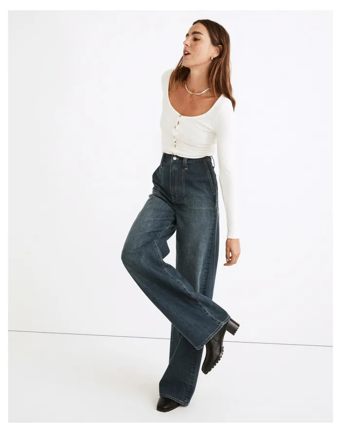 Women Superwide Leg Jeans In Elinwood Wash Elinwood Wash Madewell Jeans