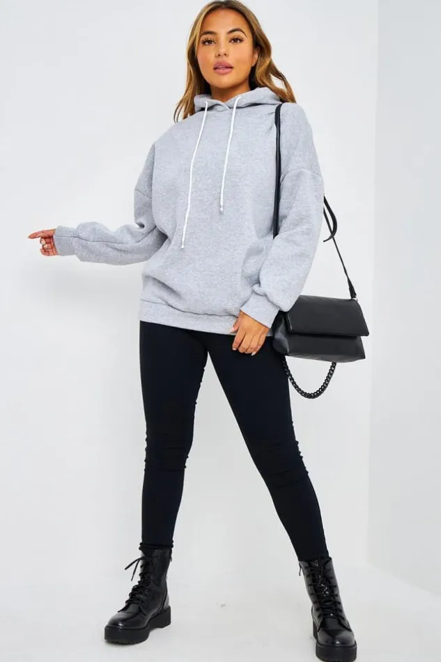 Women Sweat Gris Capuche Grey Brentiny Paris Sweaters and Sweatshirts