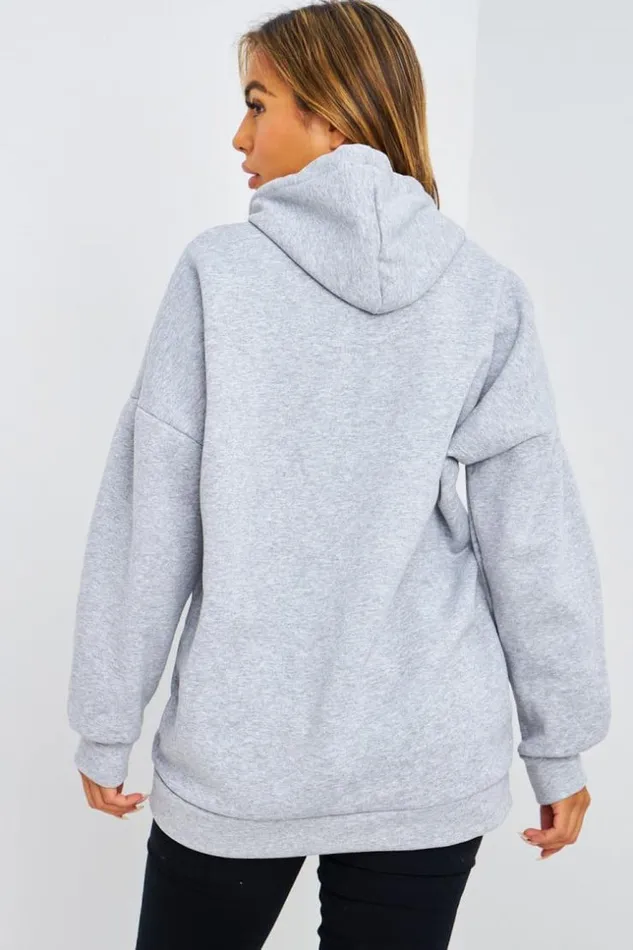 Women Sweat Gris Capuche Grey Brentiny Paris Sweaters and Sweatshirts