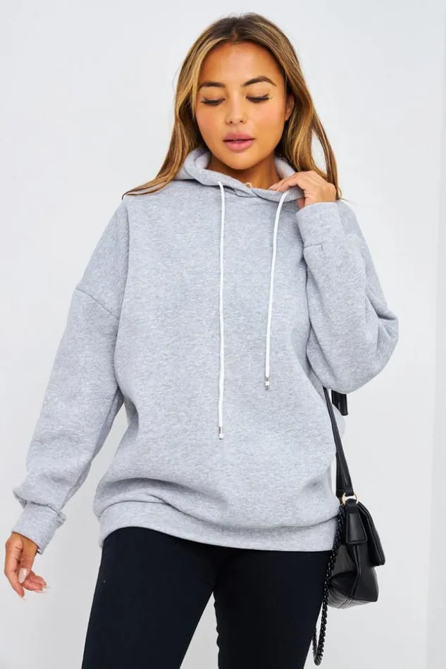 Women Sweat Gris Capuche Grey Brentiny Paris Sweaters and Sweatshirts