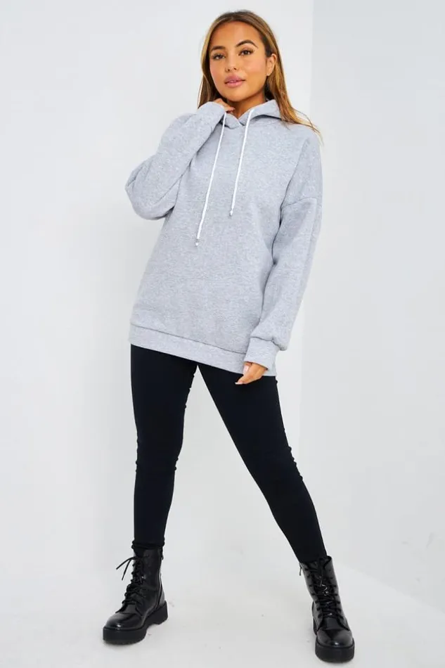 Women Sweat Gris Capuche Grey Brentiny Paris Sweaters and Sweatshirts