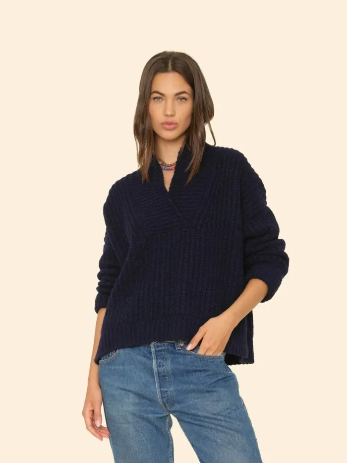 Women Sweaters and Jackets Xirena Navy Blue Keyes Sweater