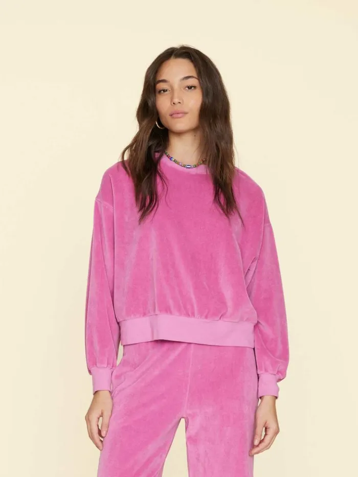 Women Sweats and Tees Xirena French Rose Huxley Velour Sweatshirt